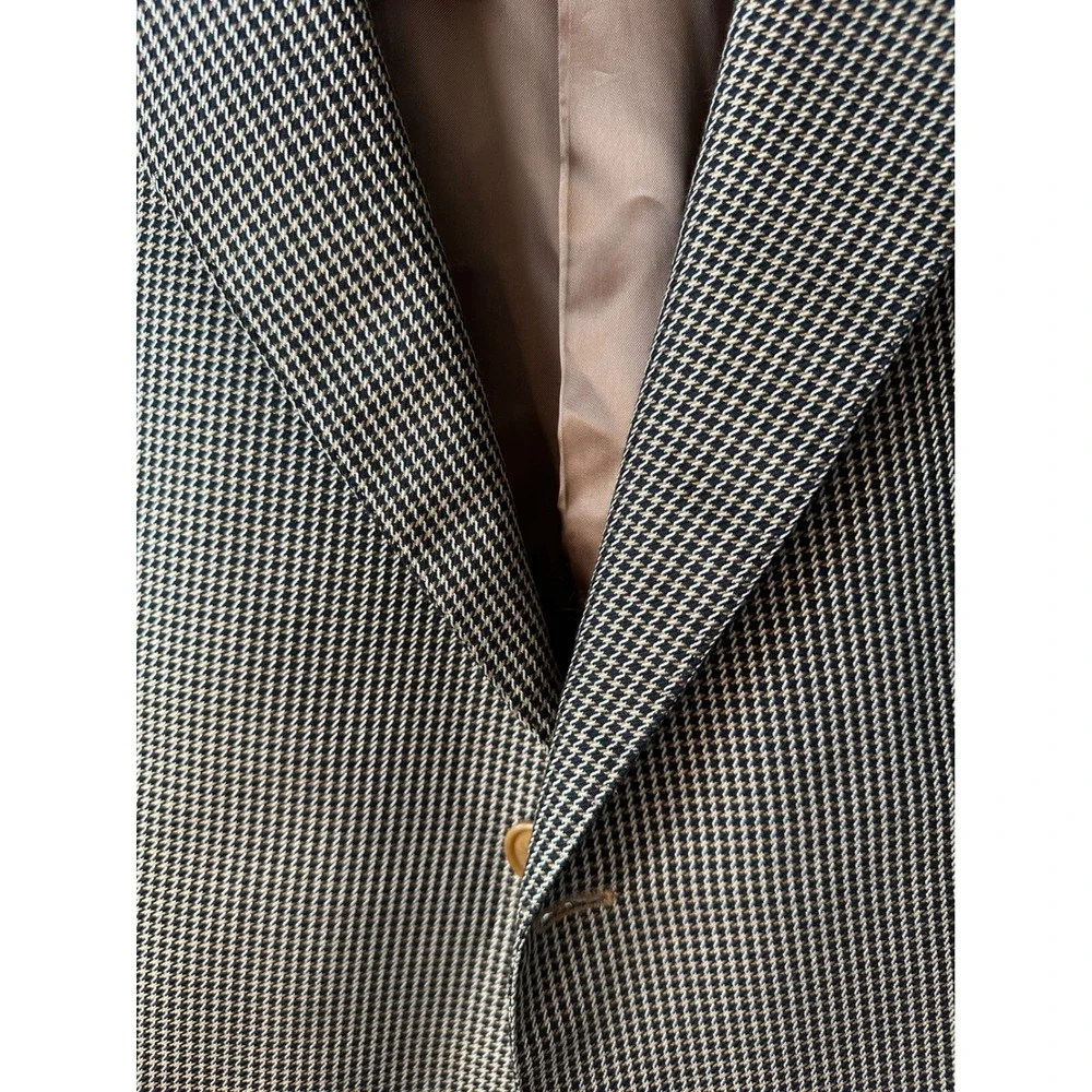 Lubiam Houndstooth Blazer Made in Italy Brown‎ Wool Blend Sport Coat XXL - Picture 8 of 10